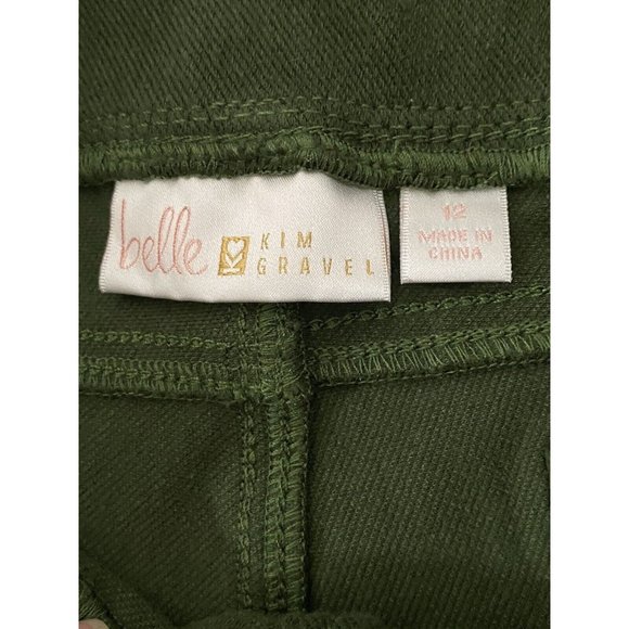 Belle By Kim Gravel Women’s Embroidered Jeans Cuffed Ankle Green Pants Size 12 - Picture 6 of 9